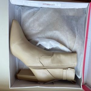 Beige Faux Leather Booties